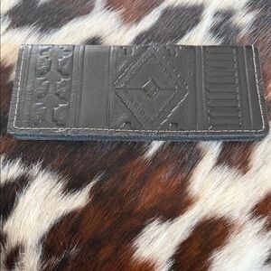 Elegant Black Leather embossed Aztec Wallet